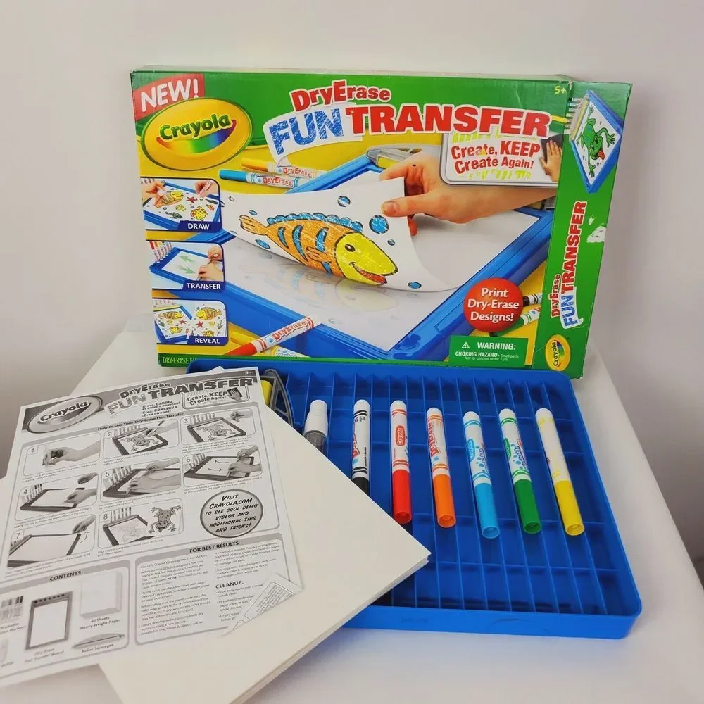 Crayola Dry Erase Fun Transfer Kids‎ Drawing Art Set EUC